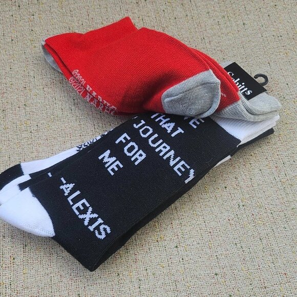 set of 3 Socks Schitts Creek Men Crew Sock Red/Black/White Socks New - Picture 2 of 10